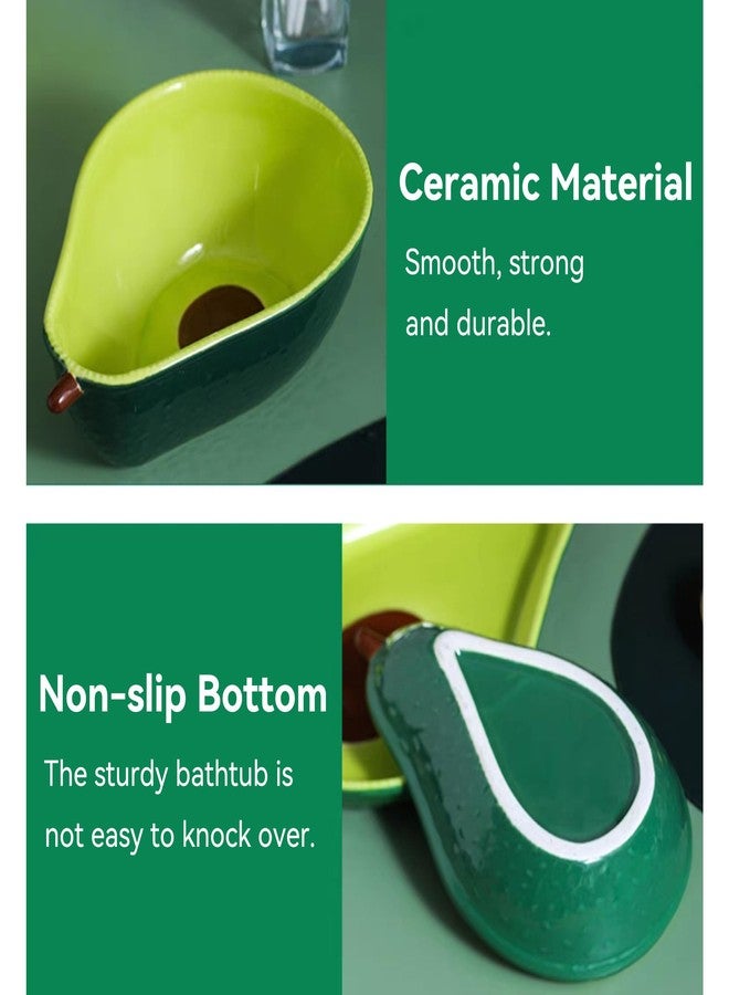 JSLZF Tree Frog Habitat Frog Water Bowl Dish Bathtub Tank Accessories Terrarium Decor Ceramic Aquarium Decoration Sturdy and Not Easy to Knock Over - Image 2